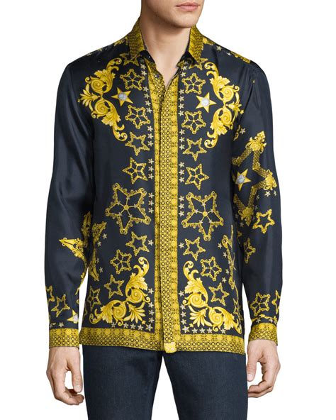 blue versace t shirt mens|versace long sleeve shirt men.